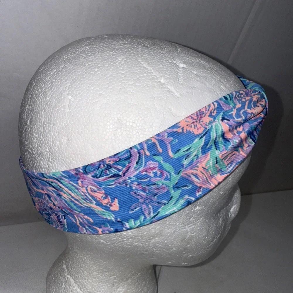 Lilly Pulitzer Twist Wrap Headband Chick Magnet Blue Floral Print Hair Accessory